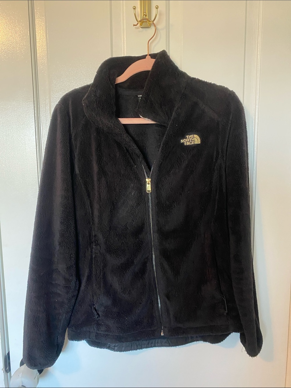 The North Face Black Plush Zip-Up Teddy Jacket